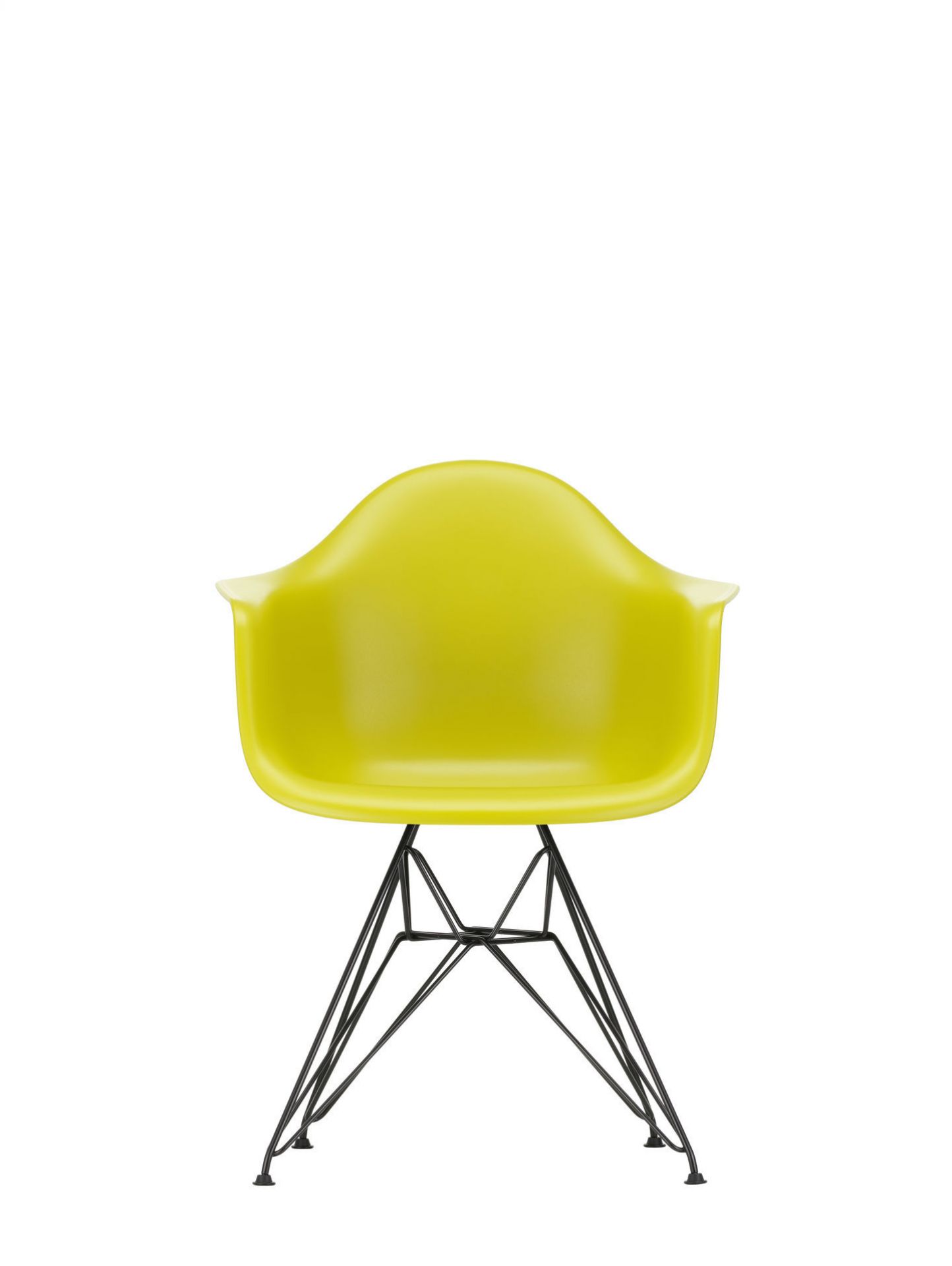 Eames Plastic Arm Chair DAR Stuhl von Vitra in Kieselstein mit verchromtem Gestell.