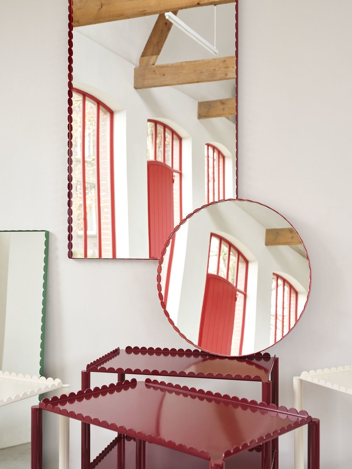 Arcs Mirror Rectangle Green/Burgundy Hay