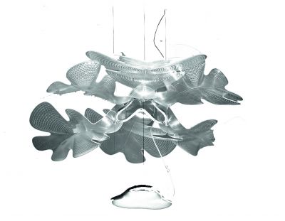 Chlorophilia pendant lamp structure chrome diffuser transparent Artemide