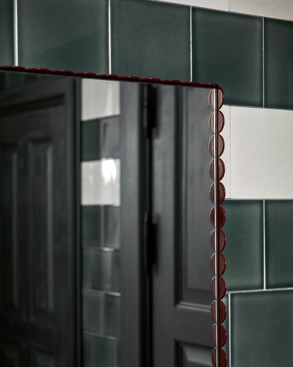 Arcs Mirror Rectangle Green/Burgundy Hay
