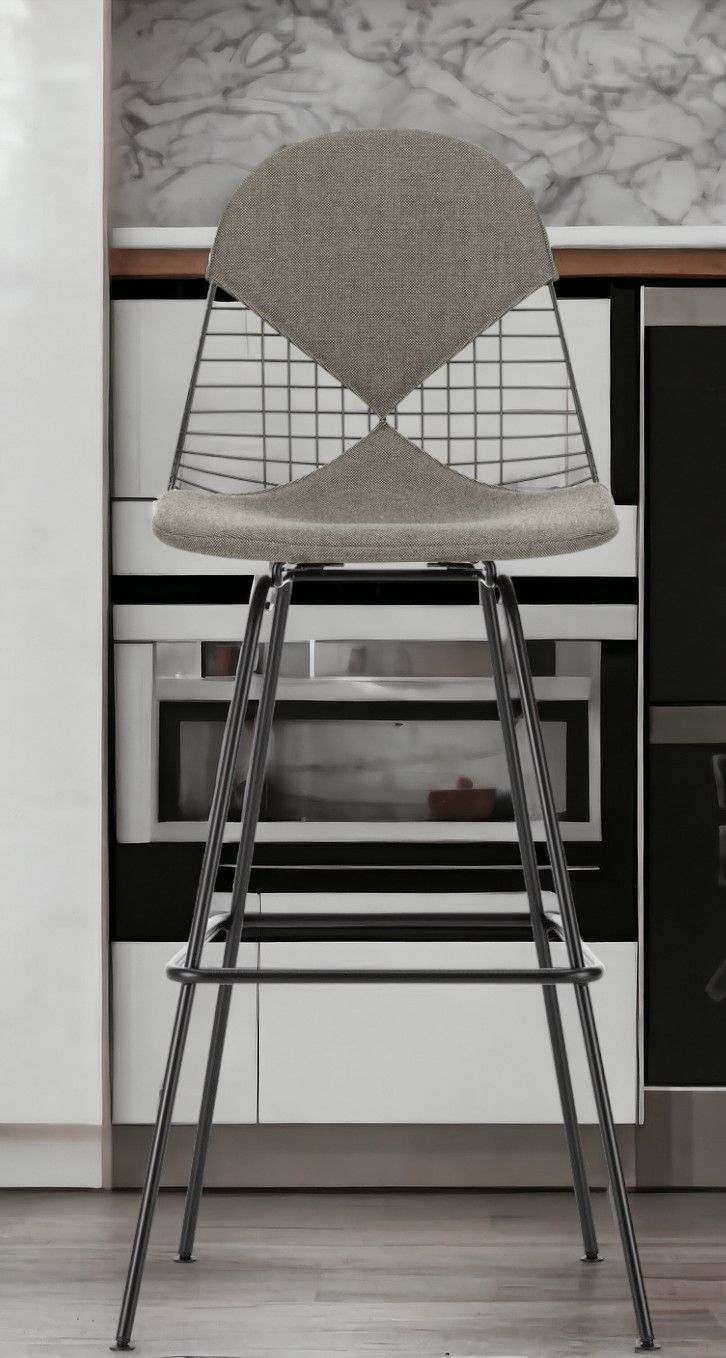 Eames Wire Bar Stool Bar stool High with seat and backrest upholstery Vitra