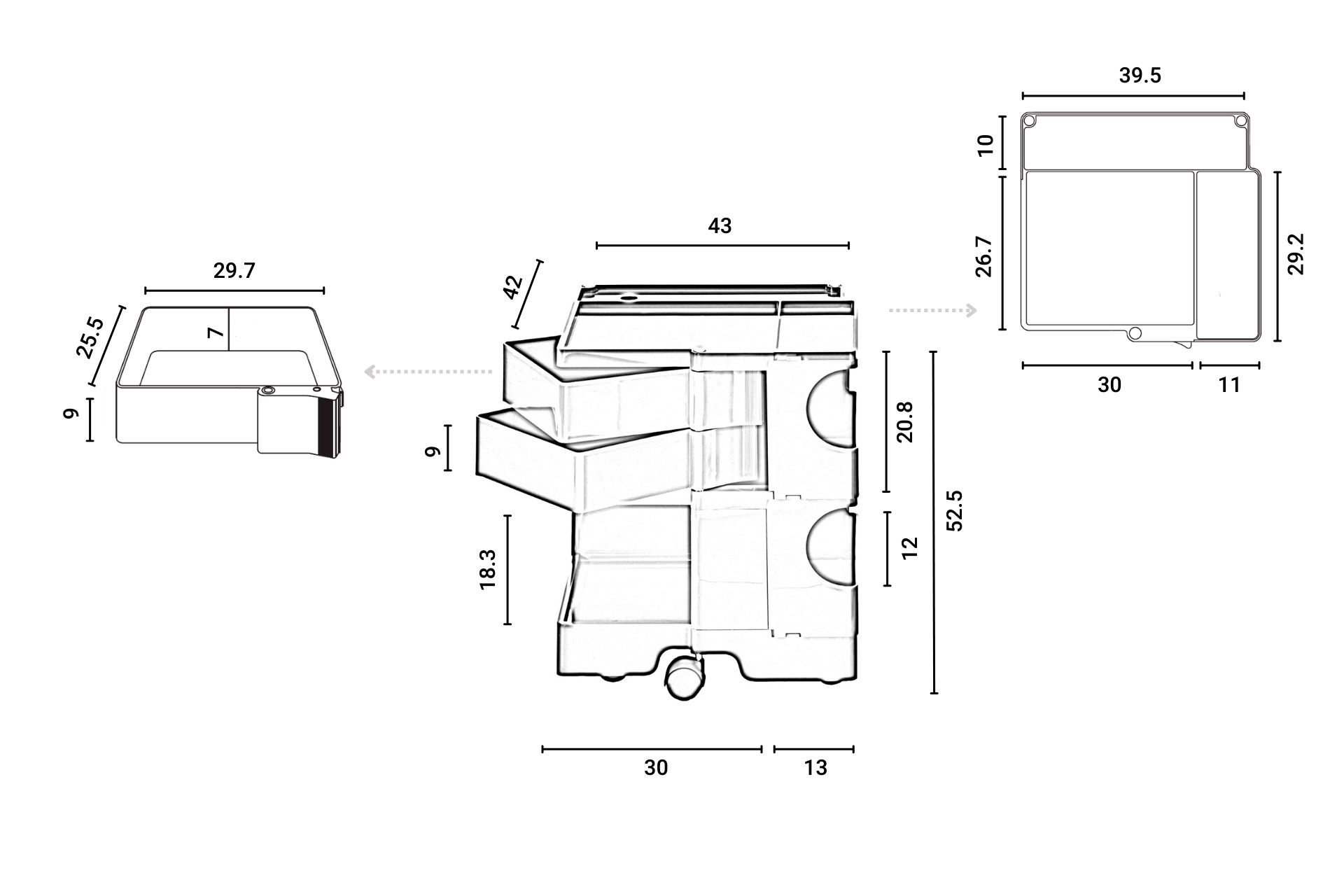 Boby B22 mobile pedestal WHITE B-Line SINGLE PIECES Boby B22 mobile pedestal WHITE B-Line SINGLE PIECES