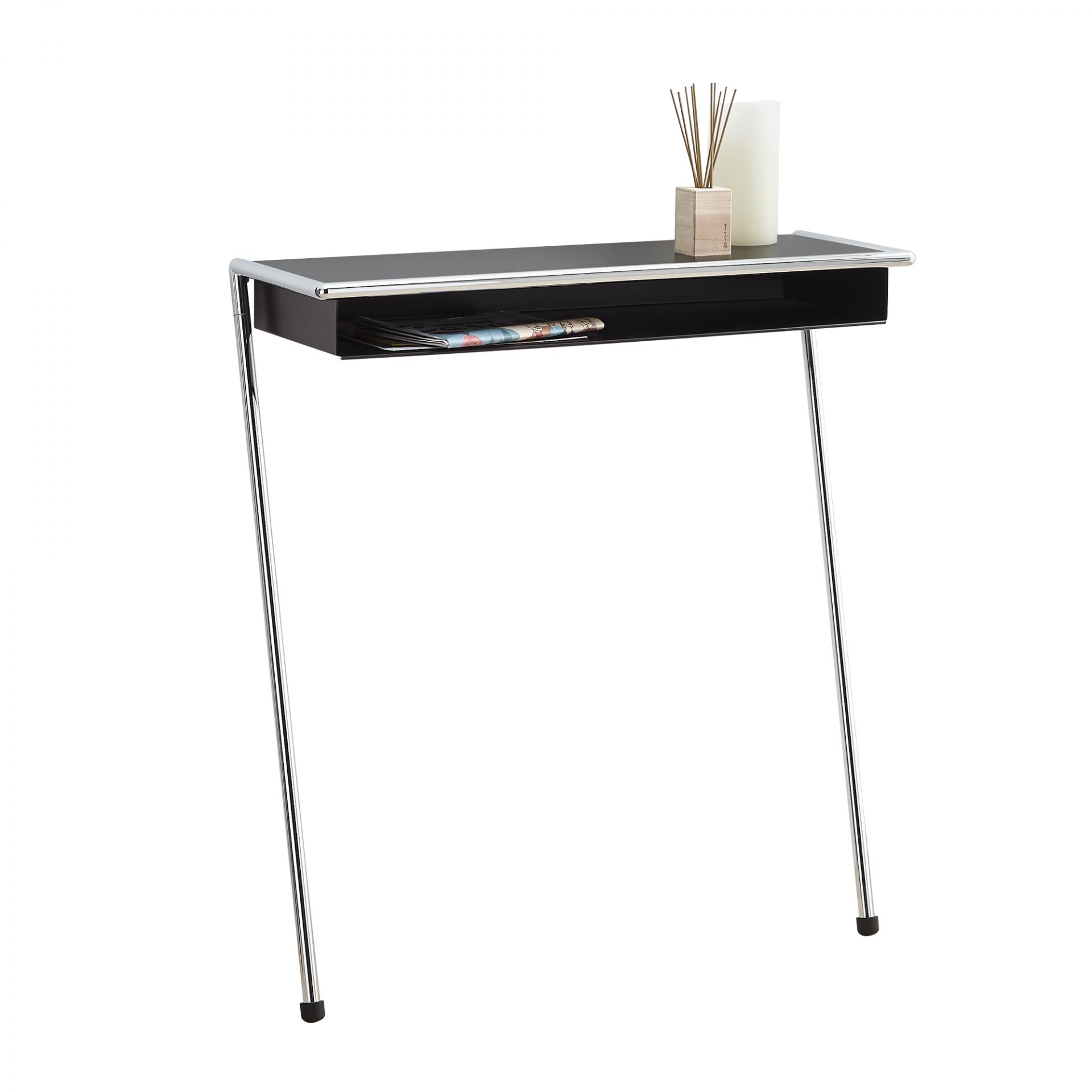 Lola Leaning console Mox frame chrome gloss plate white