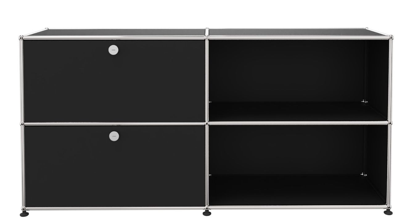 USM Haller Sideboard 2 Open / 2 Flaps left Graphite black - FAST DELIVERY