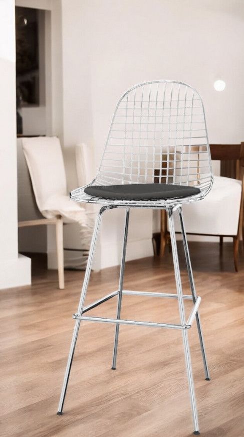 Eames Wire Bar Stool Bar stool High with seat cushion Vitra 