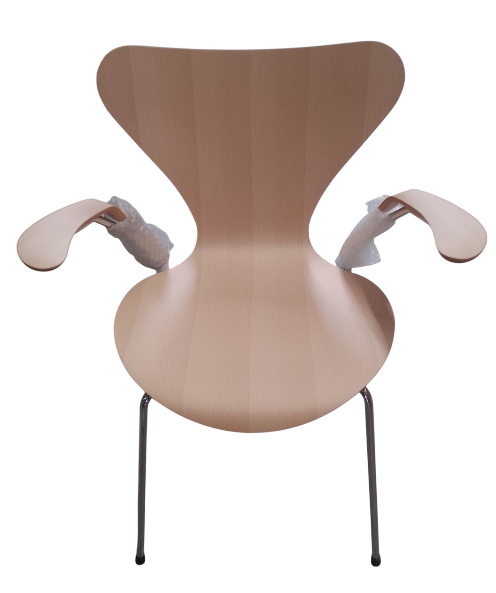 Seven armrest chair 3207 beech clear lacquered veneer / CHROMED Fritz Hansen SINGLE PIECES