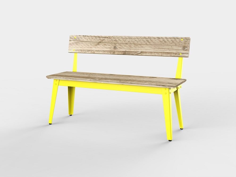 6Grad Outdoor bench with Backrest 125 cm Jan Cray Yellow lumber raw