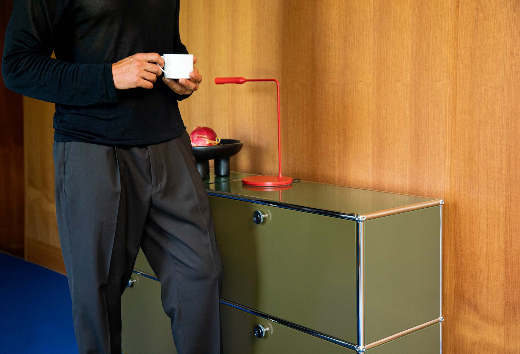 USM Haller sideboard with four hinged doors olive green NEW STANDARD COLOUR