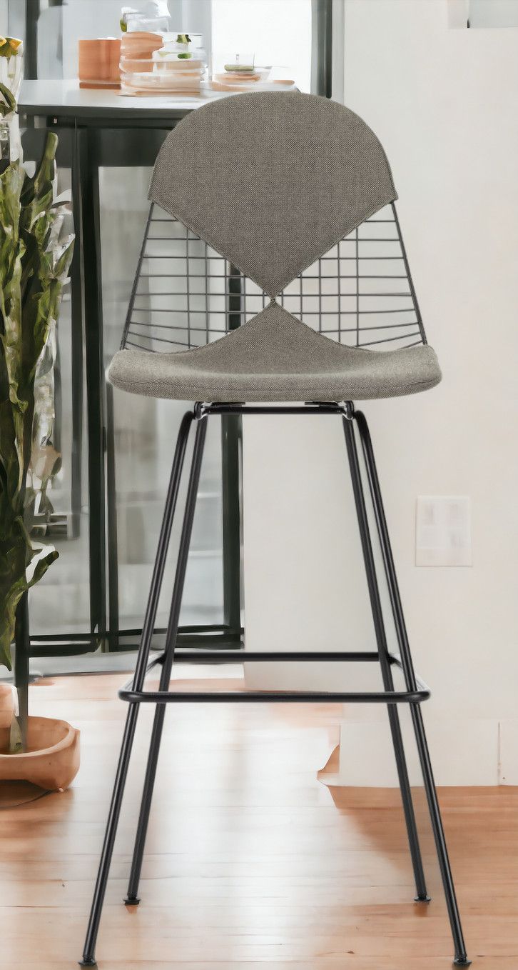 Eames Wire Bar Stool Bar stool High with seat and backrest upholstery Vitra