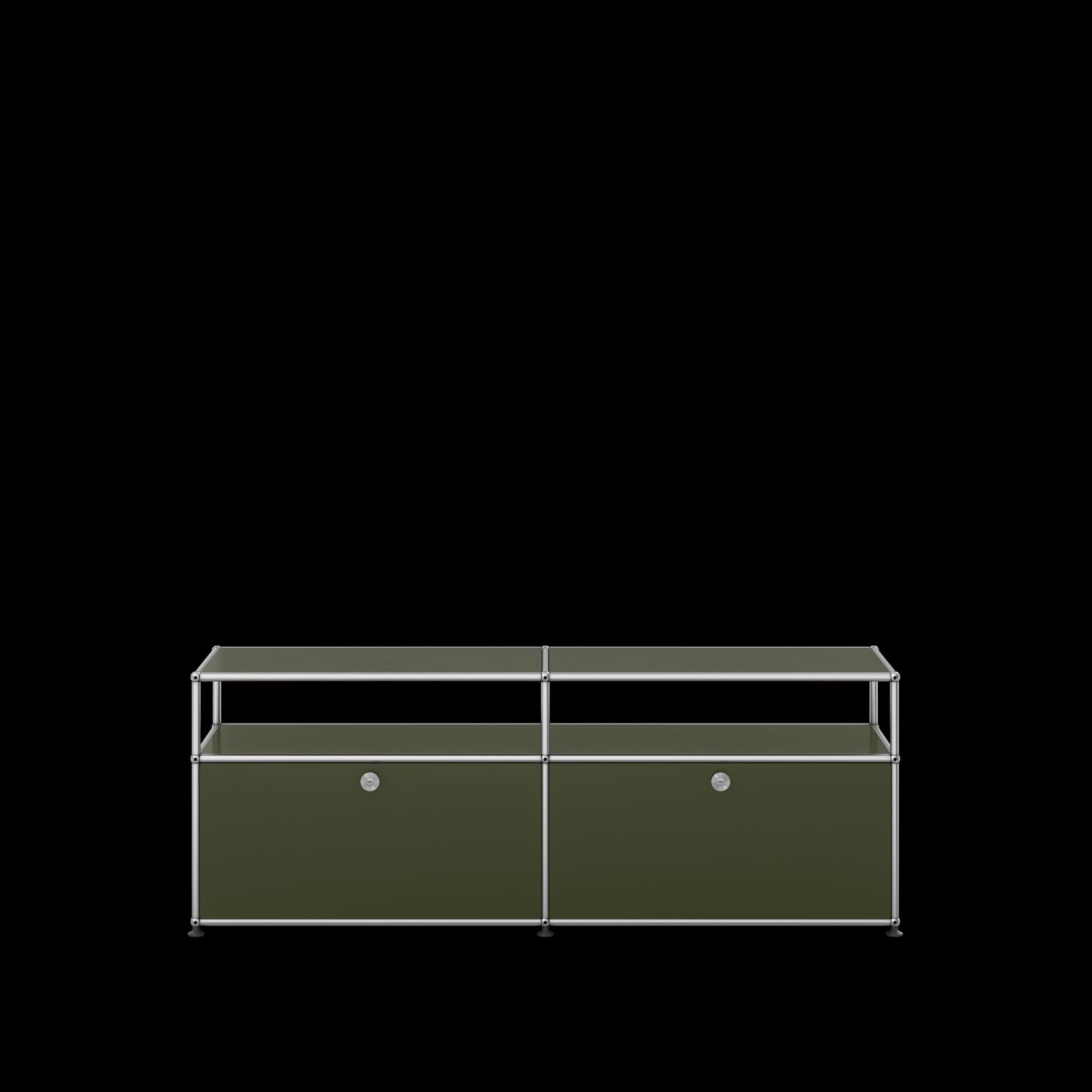 USM Haller lowboard with two hinged doors olive green NEW STANDARD COLOUR