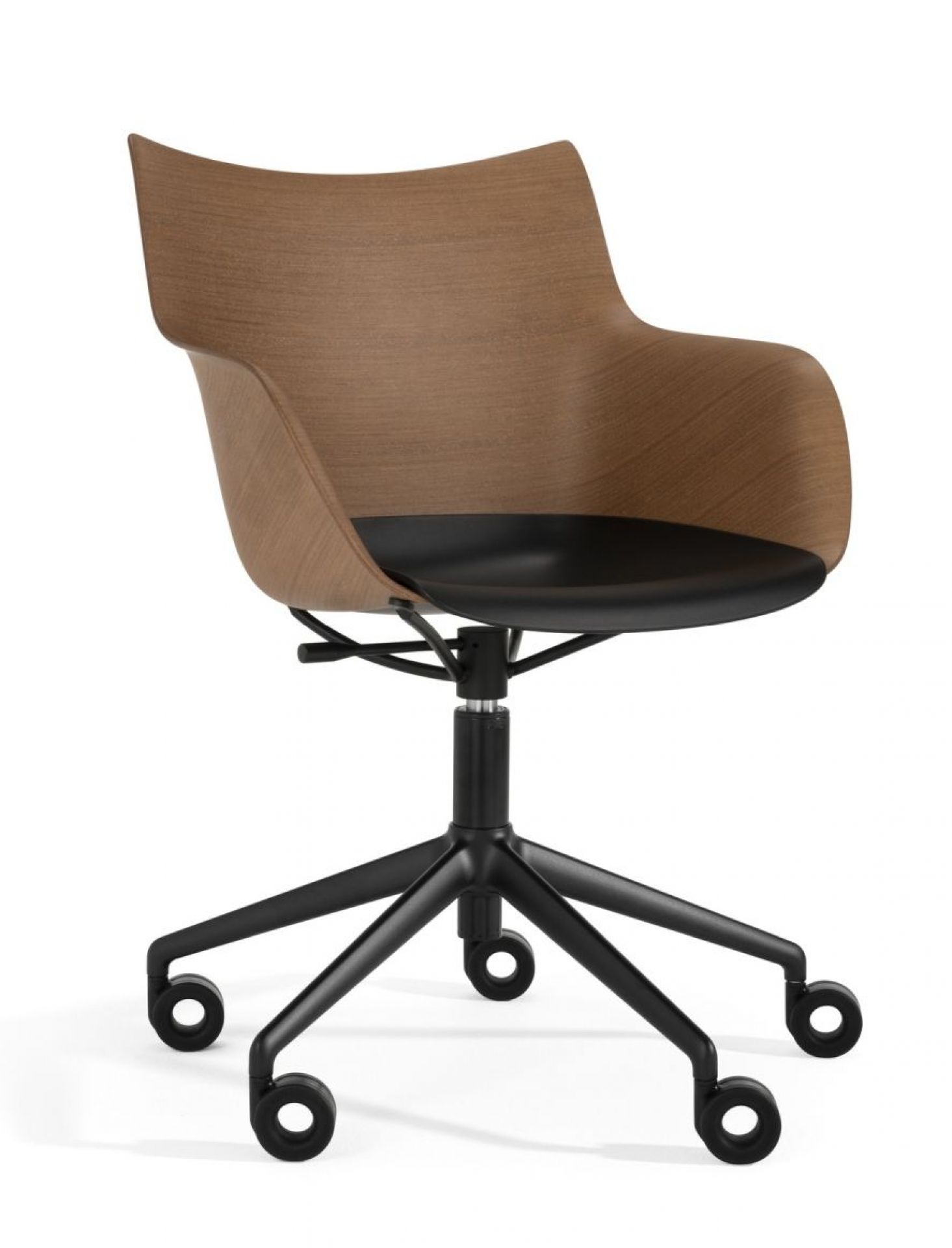 Q/Wood Swivel Chair SN Dark Wood / Black Frame Kartell
