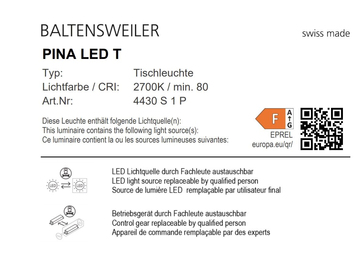 PINA LED T Table Lamp Baltensweiler