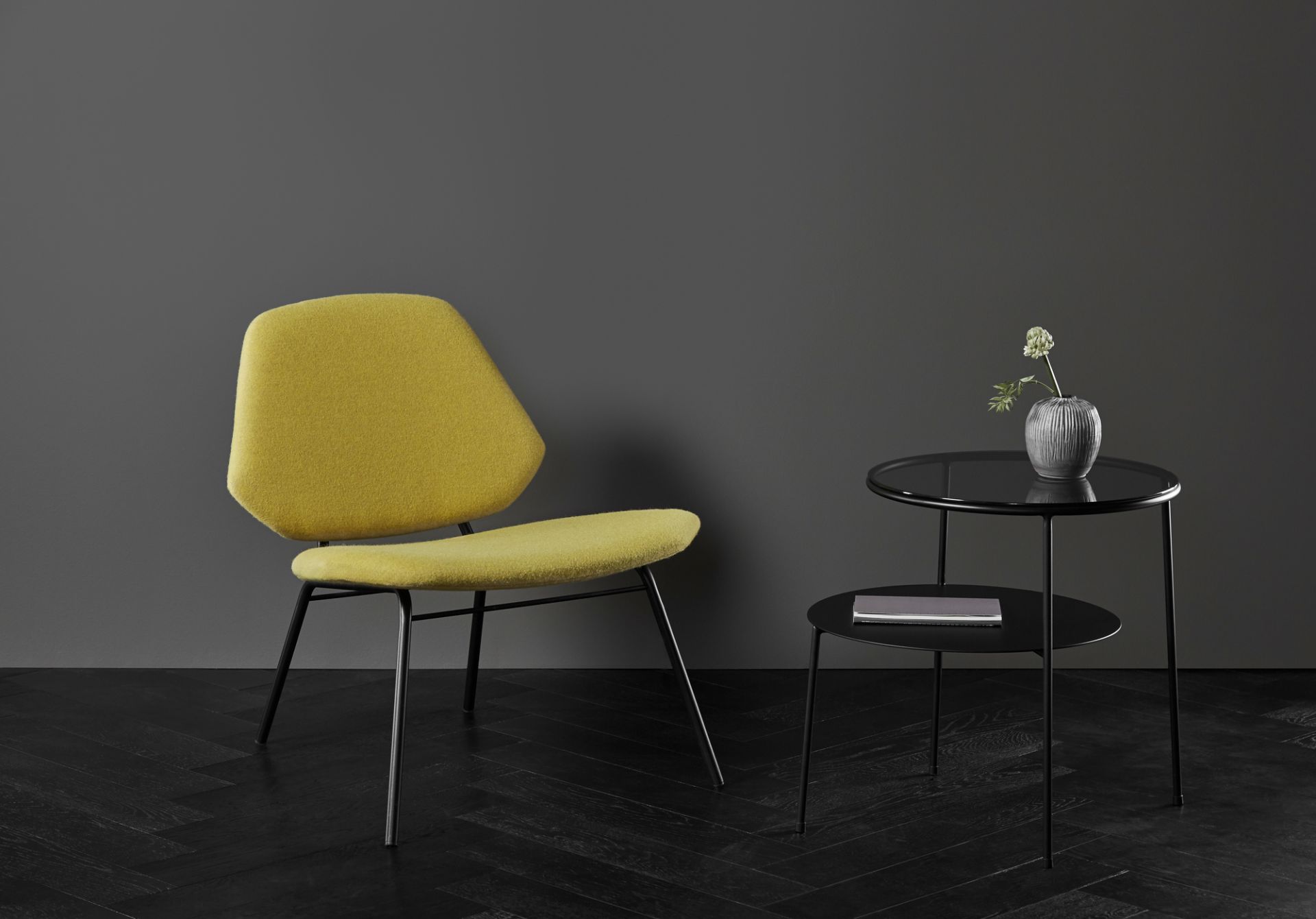 Duo Side Table Black with Dark Smoked Glass Woud
