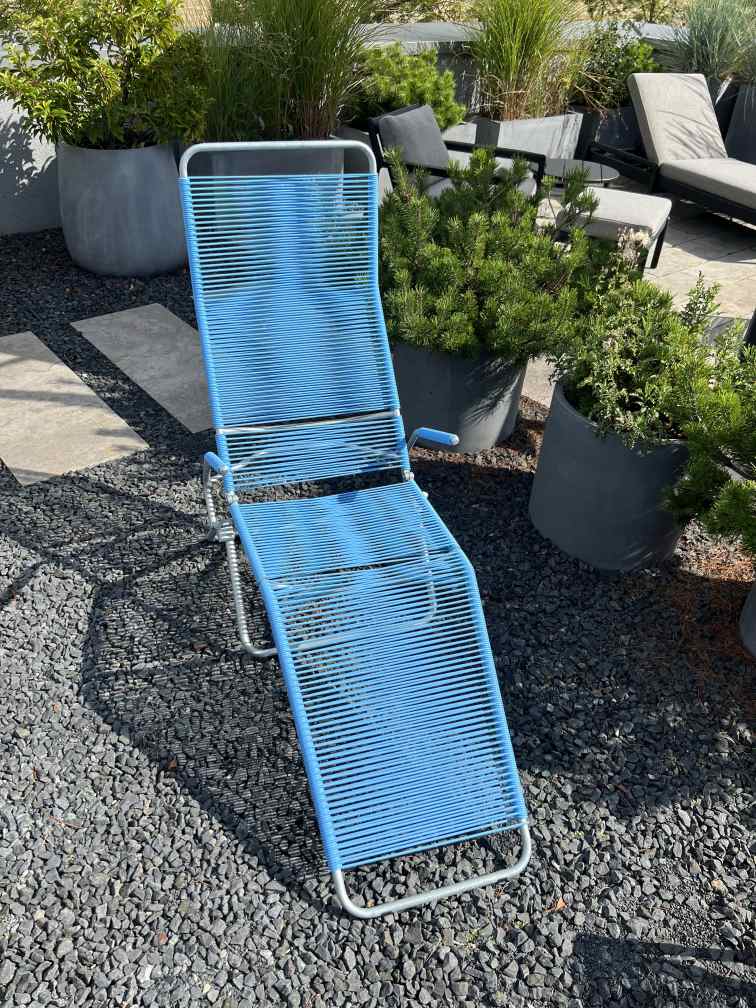 Altorfer deckchair outdoor light blue NCS S 1060 B Embru EXHIBITION PIECES