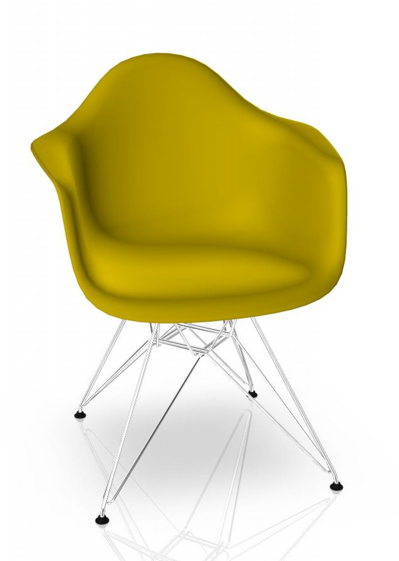 Eames Plastic Arm Chair DAR Chair Vitra Chrome - Mustard