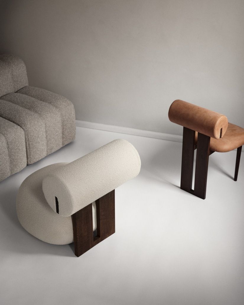 Hippo Lounge Chair Sessel von NORR11, beige und braun, modernes Design, bequeme Polstermöbel für Wohnzimmer.