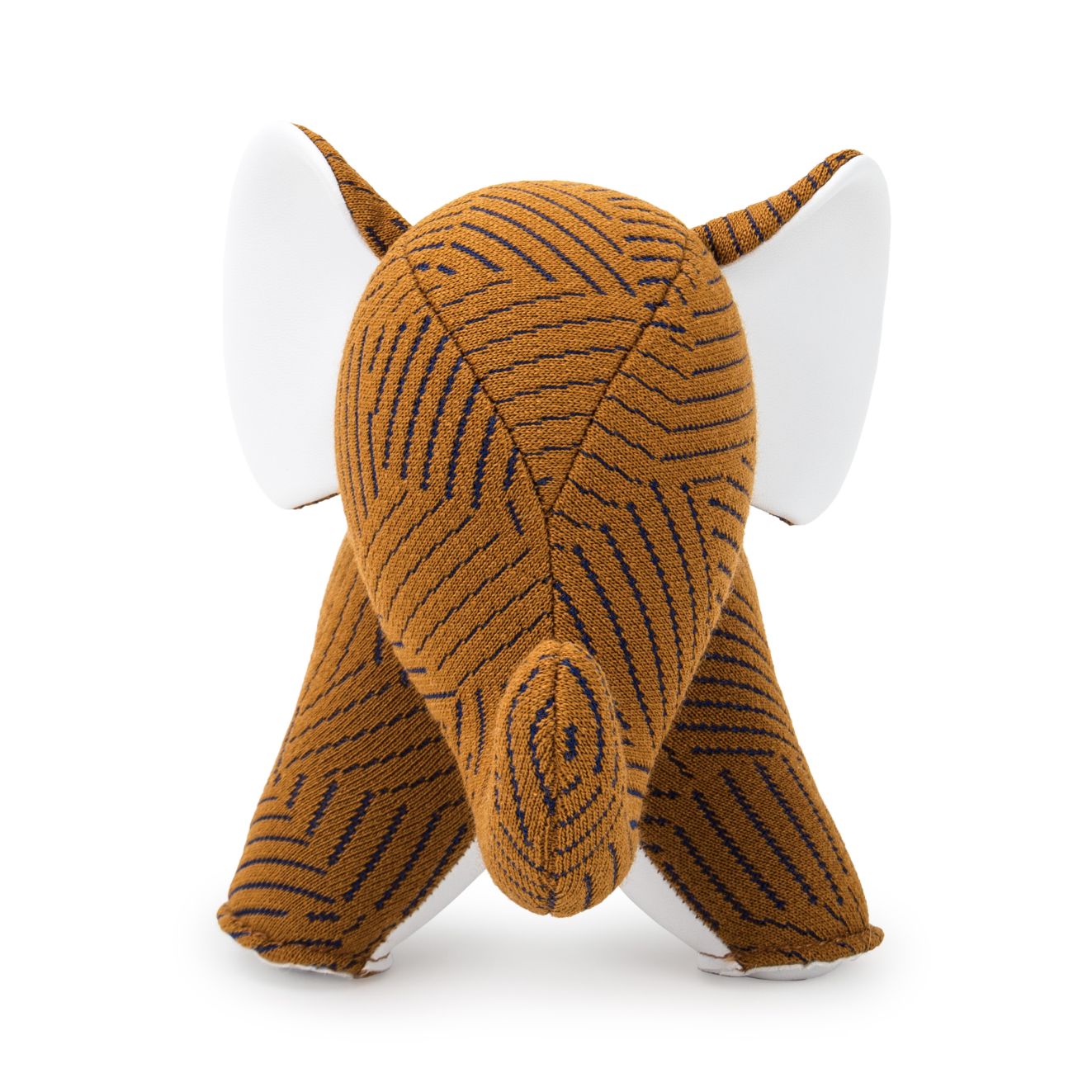 Braune Elefanten-Buchstütze "Abby Razzle Dazzle Tan" von Züny x KVADRAT, Stofftier für Kinderzimmer und Bücherregal.