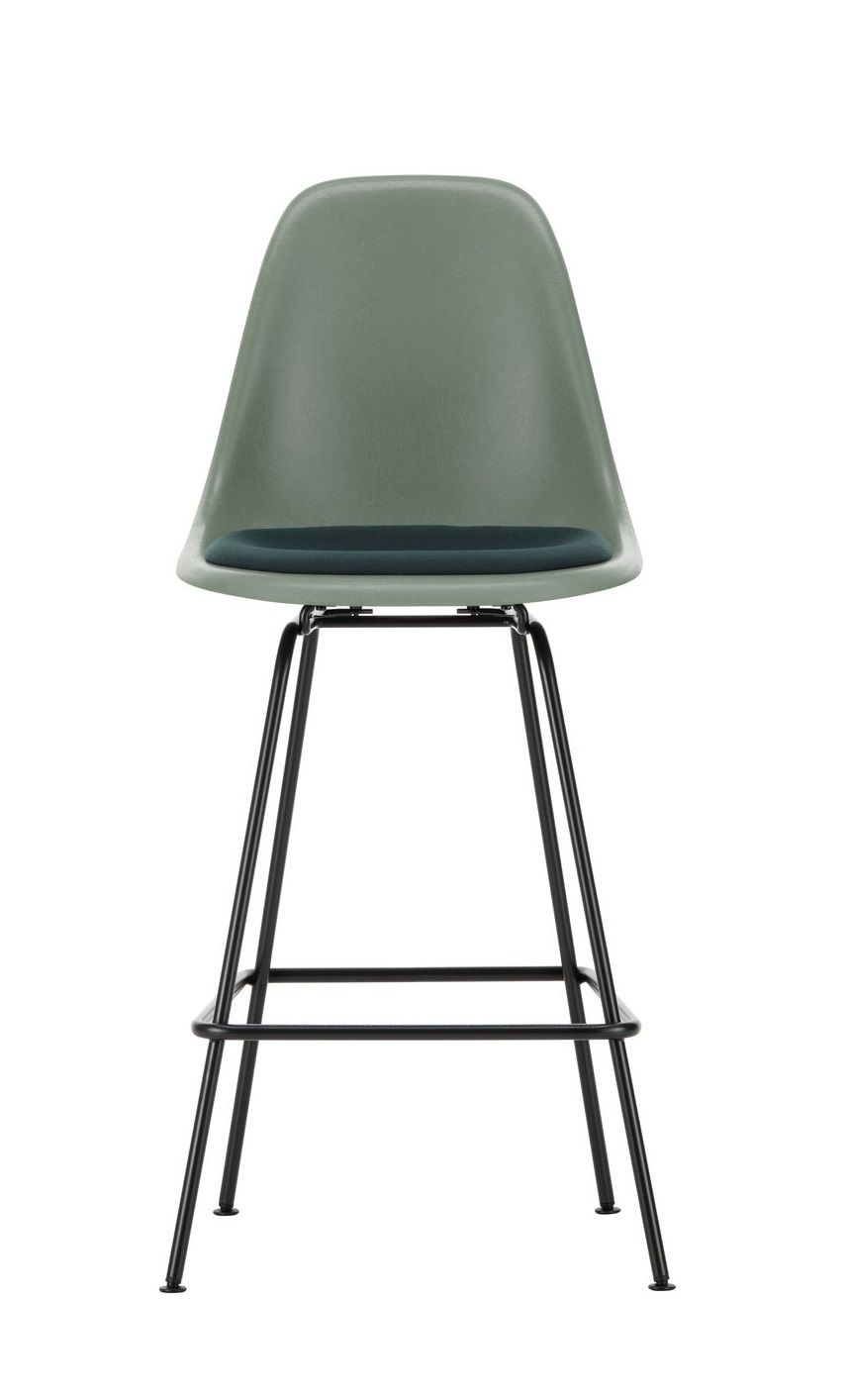 Eames Fibreglass Bar Stool Medium Bar stool with seat cushion Vitra