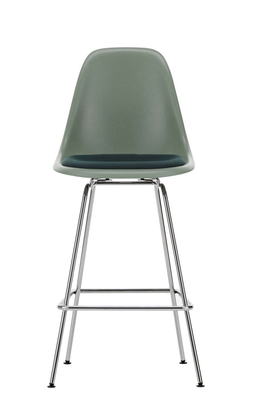 Eames Fibreglass Bar Stool Medium Bar stool with seat cushion Vitra