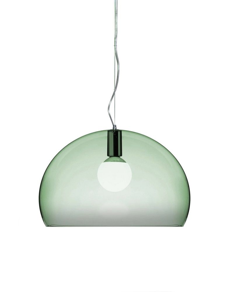 Fly Pendelleuchte von Kartell, salbeigrün transparent, moderne Hängelampe für Wohnzimmer und Esszimmer.