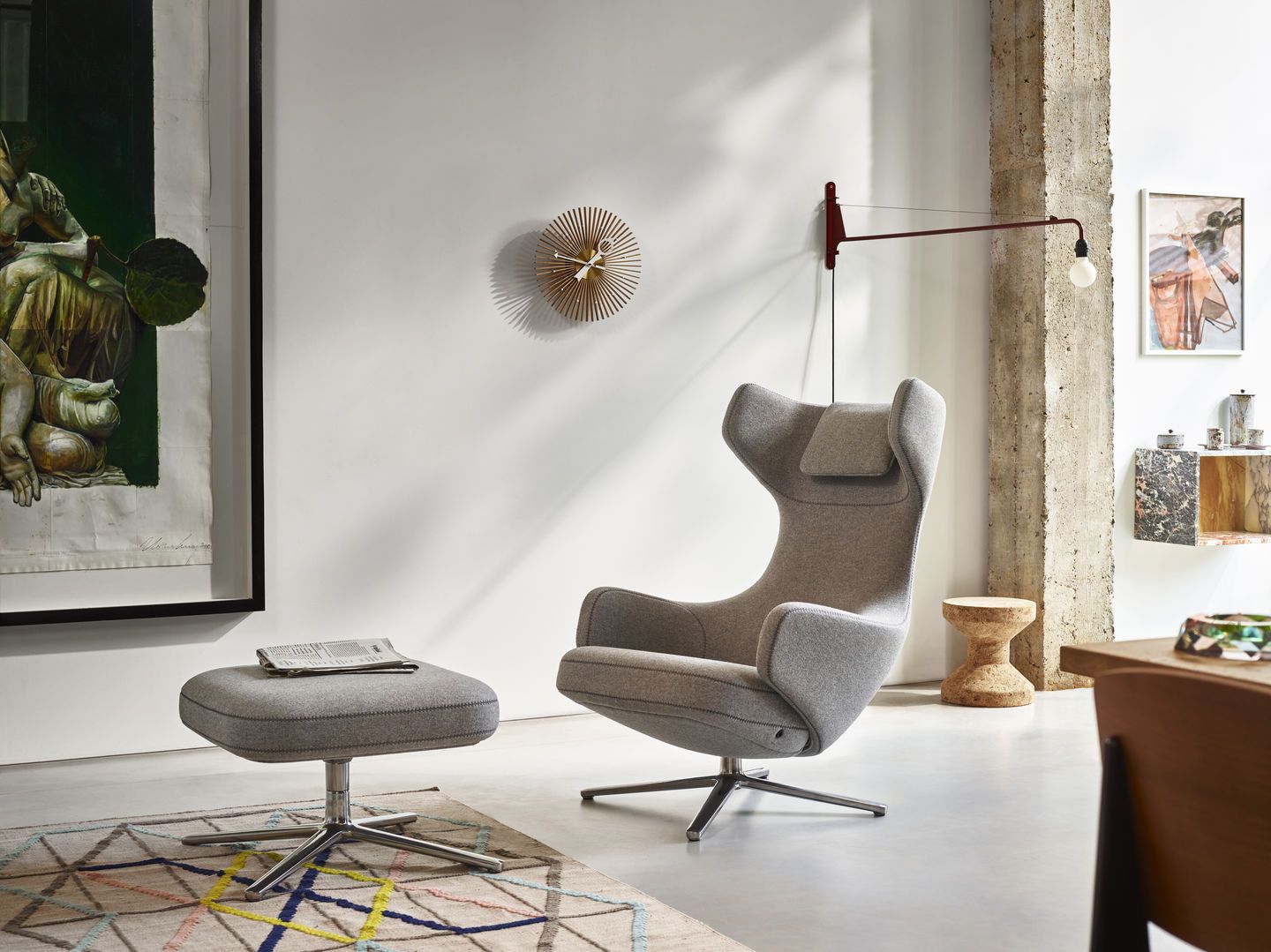 Grand Repos Armchair & Ottoman Preferred Combination Vitra Cosy Kieselstein 40 cm