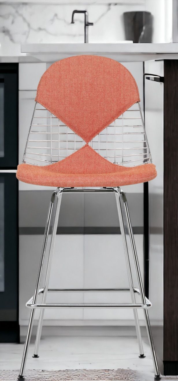 Eames Wire Bar Stool Medium with seat and back cushion Vitra  