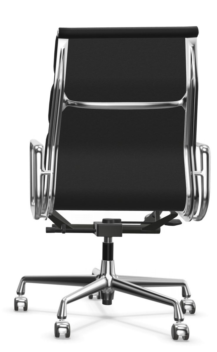 Soft Pad Chair EA219 / EA 219 HIGH BACK, ROTATING, PREMIUM LEATHER F NERO WITH CONTRAST WEAKNESS, CHROMED FRAME Vitra SINGLE PIECES