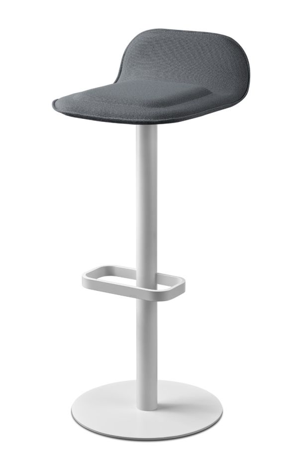 Dave Bar Stool White with Seat Cushion in Anthracite Moree