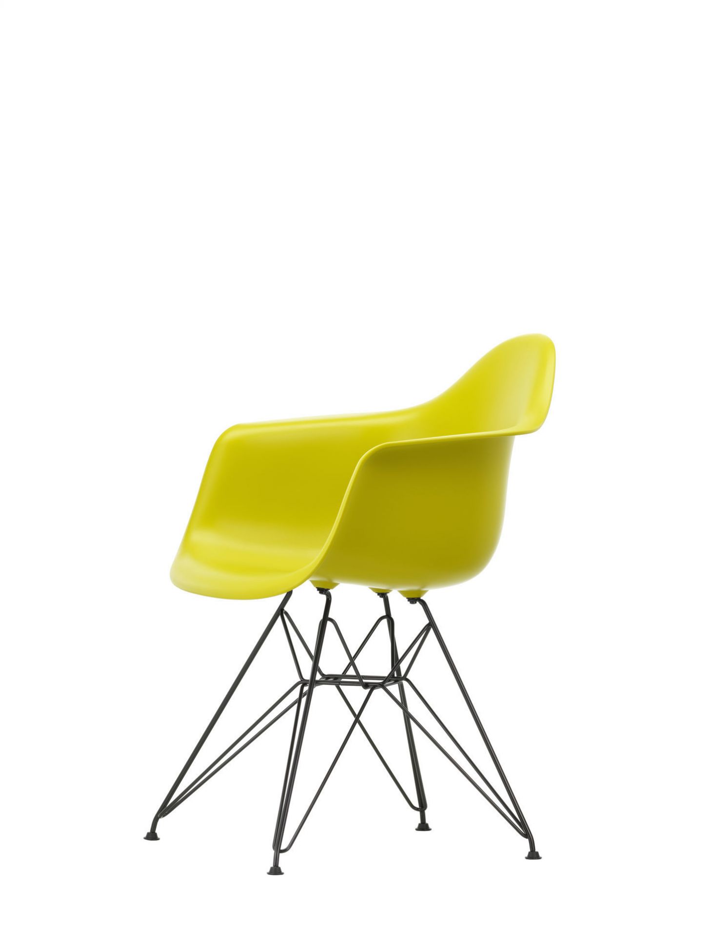 Eames Plastic Arm Chair DAR Stuhl in Kieselstein mit verchromtem Gestell von Vitra.