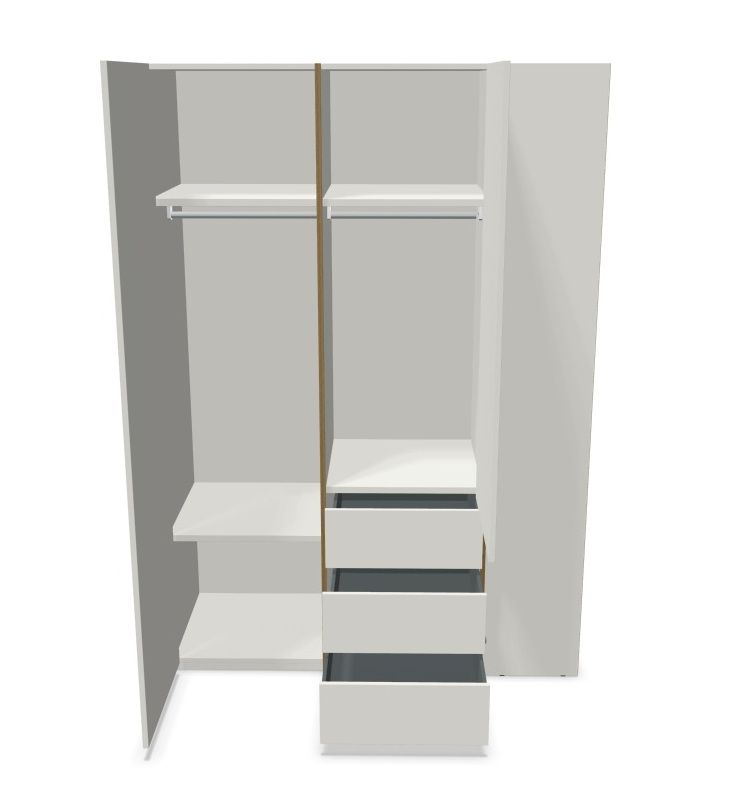 MODULAR PLUS wardrobe combination with add-on shelf on the right and 3 drawers Müller Möbelwerkstätten