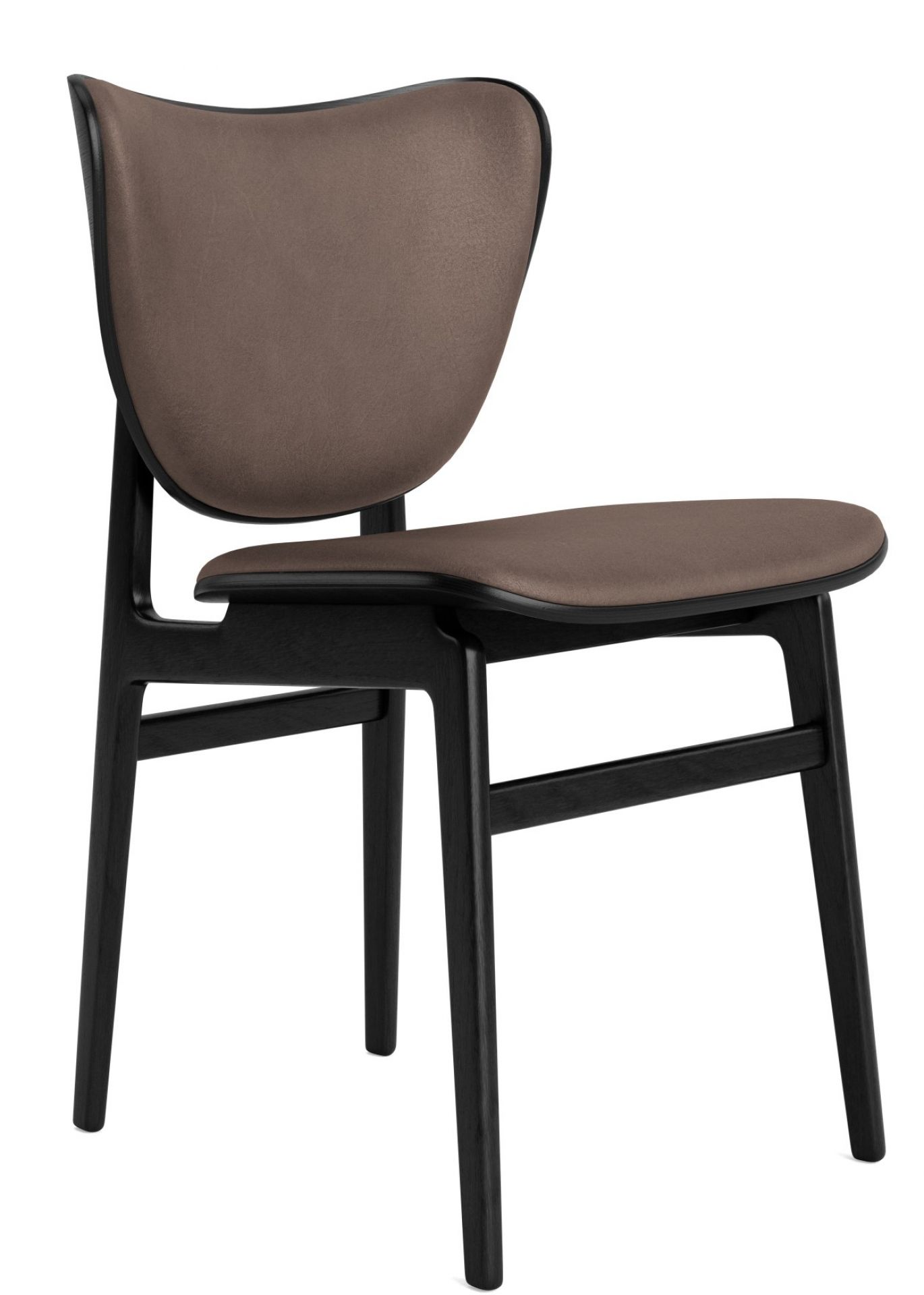 Elephant Dining Chair Leather Cover Norr11 Dark brown leather - black oak