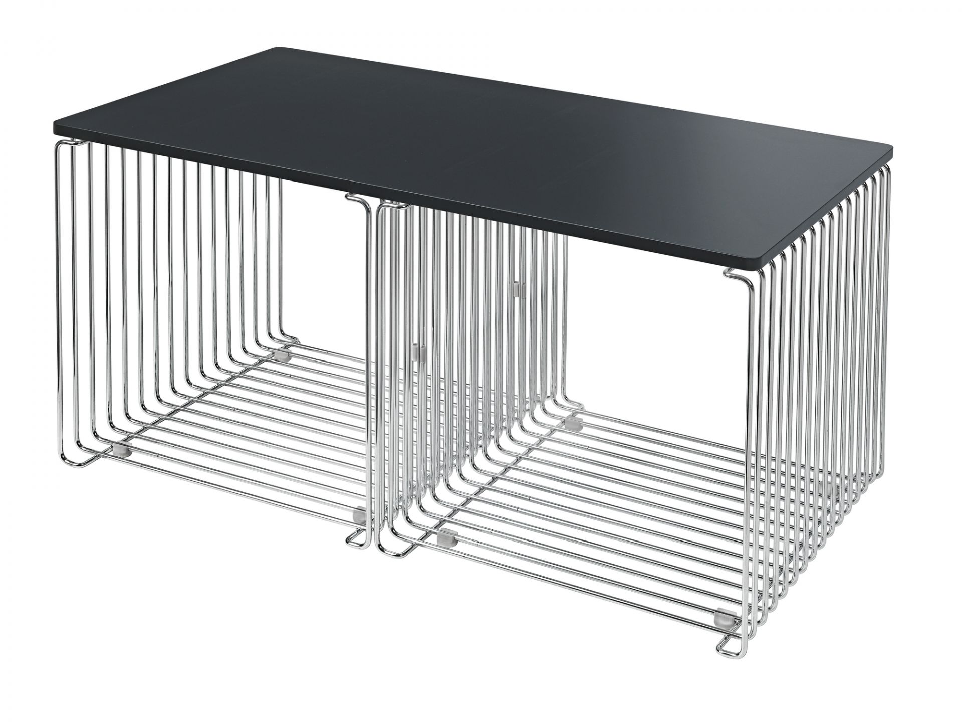 Panton Wire Cube Side table / Coffee table chrome / Table top MDF anthracite Montana