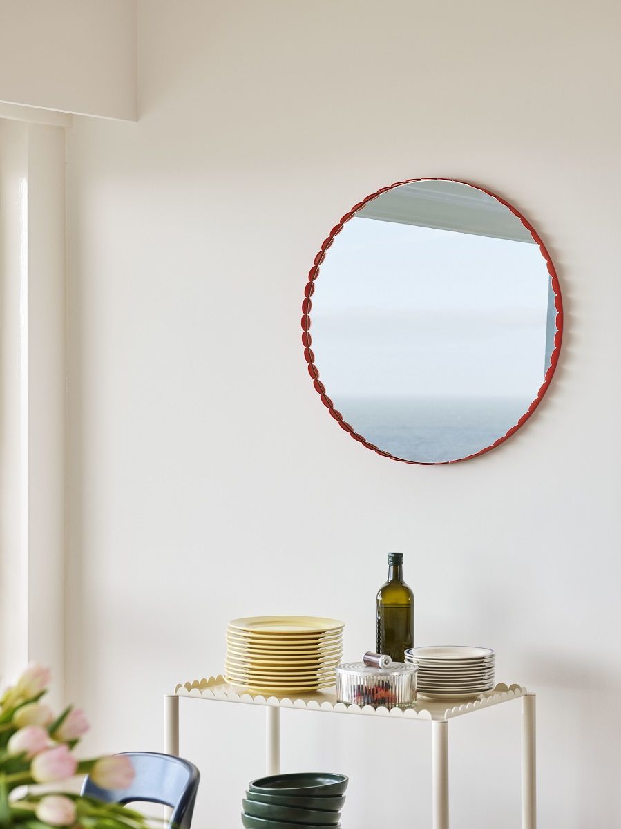 Arcs Mirror Round Red Hay