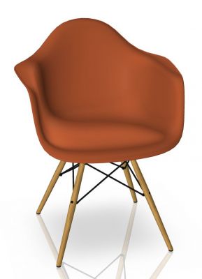 Eames Plastic Arm Chair DAW Chair Vitra Maple yellowish - Rust orange