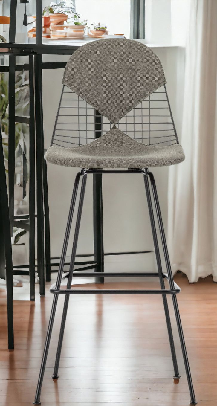 Eames Wire Bar Stool Bar stool High with seat and backrest upholstery Vitra