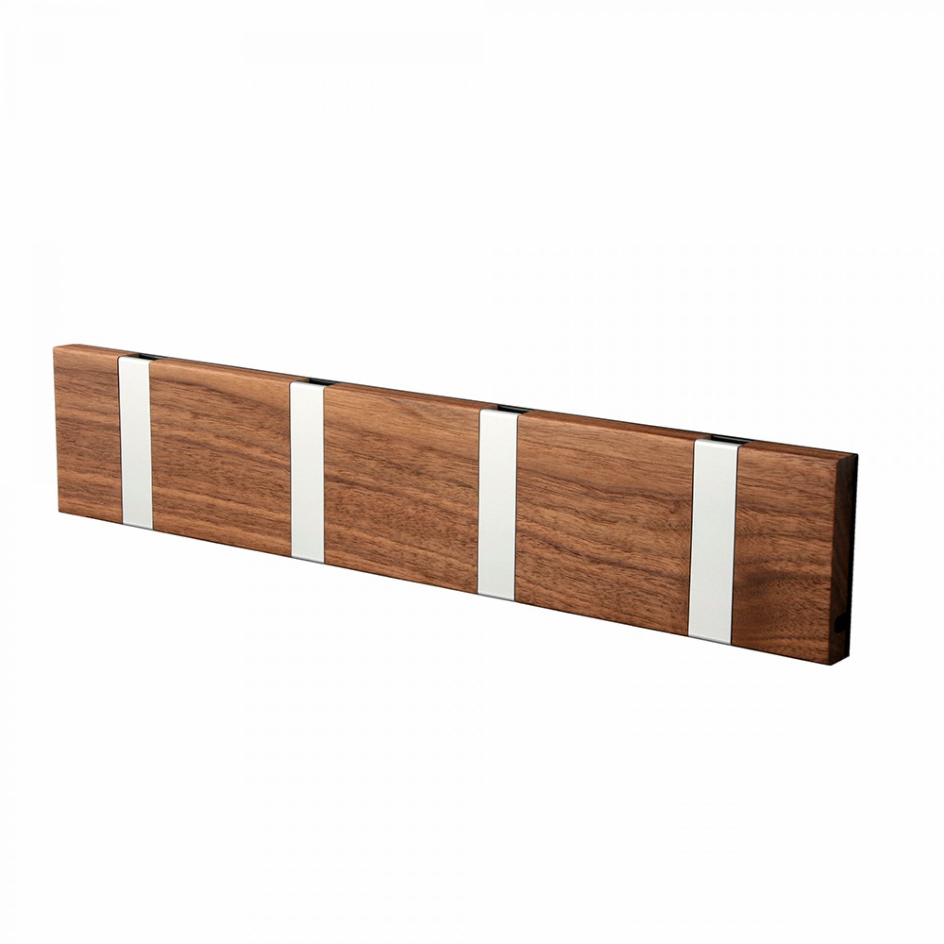 Knax Wandgarderobe mit vier Haken in Walnuss Loca, moderne Garderobenleiste für die Wand.