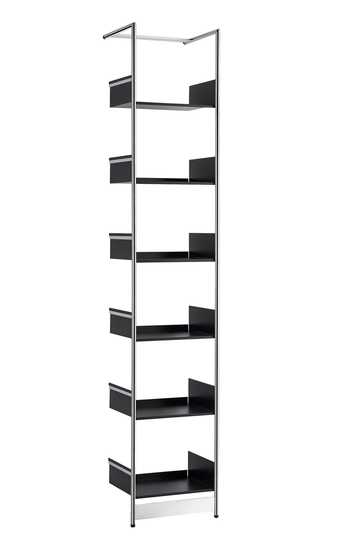 Pool 220 Leaning shelf Mox frame chrome glossy shelves black