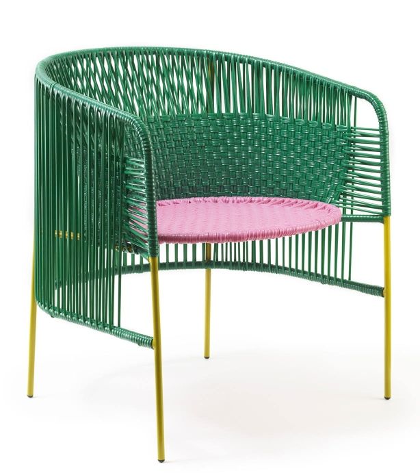 Caribe Lounge Chair Armchair Outdoor ames Emerald green / bubblegum pink / curry yellow