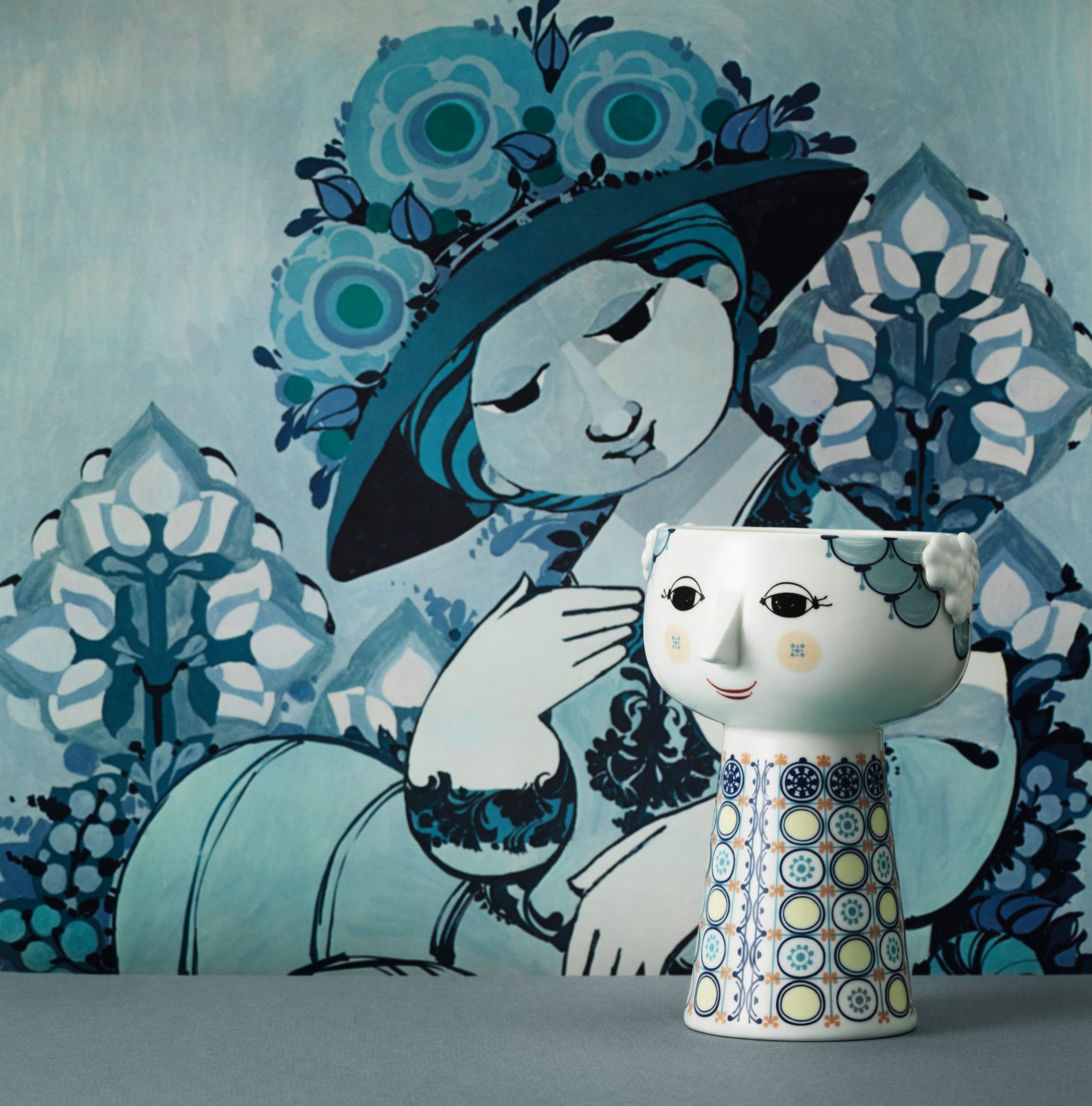Vase Eva blue 18,5 cm Bjorn Wiinblad SINGLE PIECES