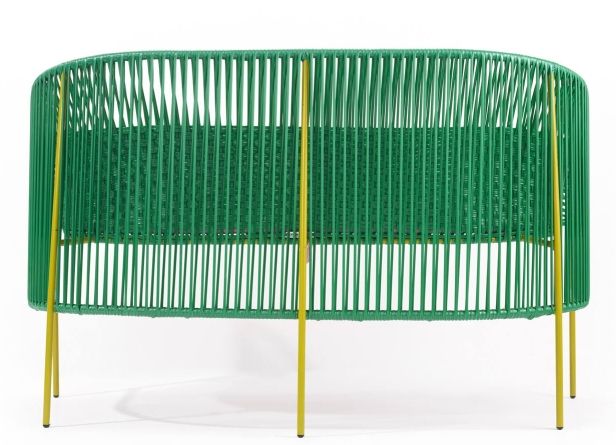 Caribe 2-seater bench outdoor ames Emerald green / bubblegum pink / curry yellow