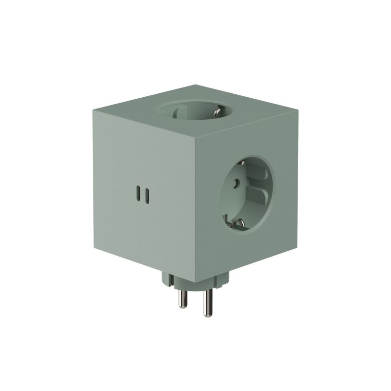 Square 2 - Avolt Socket Cube with USB-C oak green dfp Design 