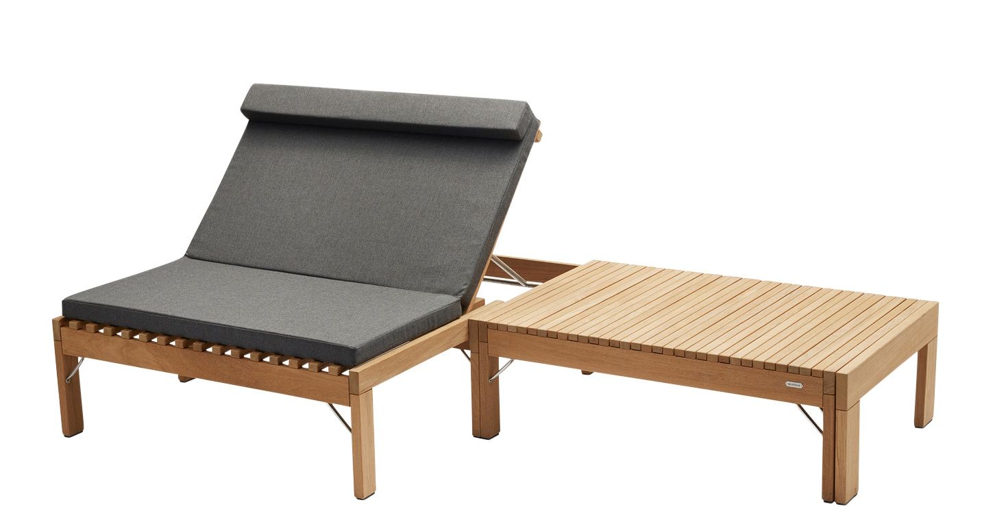 Riviera Lounge Teak with seat cushion Charcoal Outdoor Skagerak by Fritz Hansen