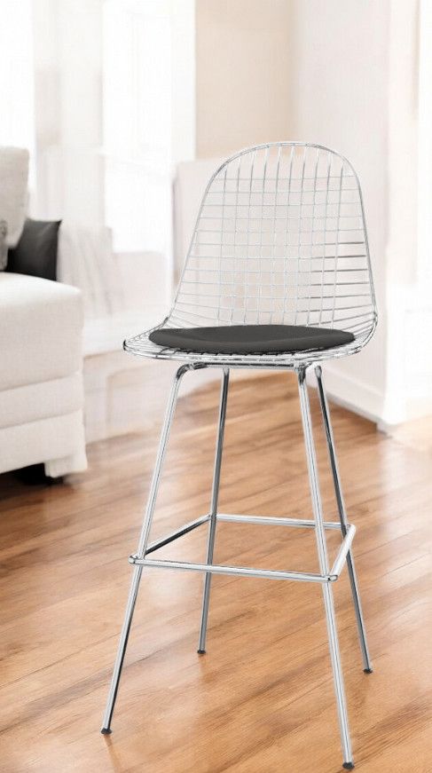 Eames Wire Bar Stool Bar stool High with seat cushion Vitra 
