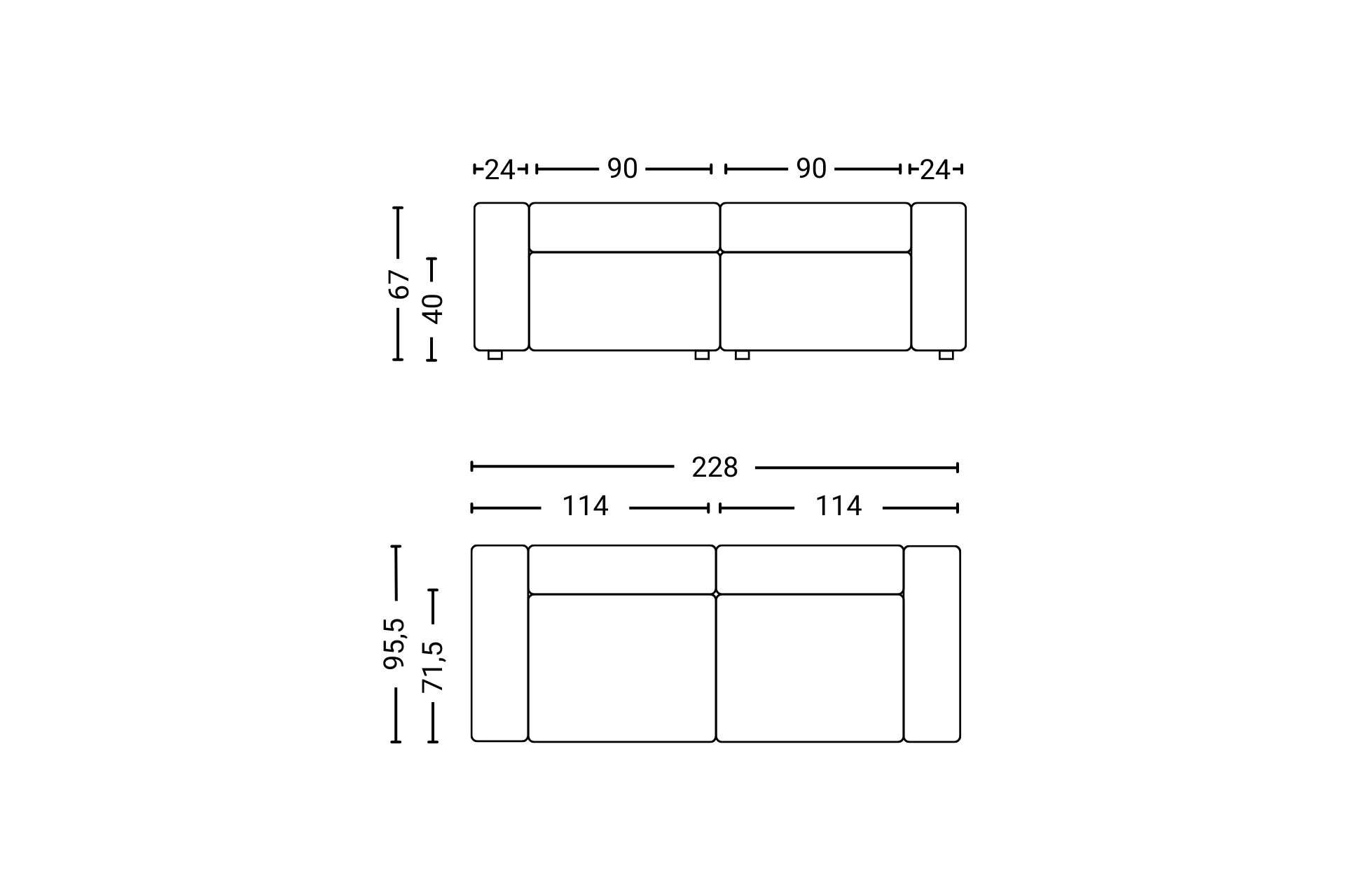 Mags 2 1/2-Seater Sofa Hay Linara 400