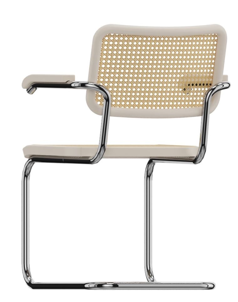 S 64 V tubular steel classic cantilever chair CHROME / BEECH WHITE GLAZED Thonet SINGLE PIECES