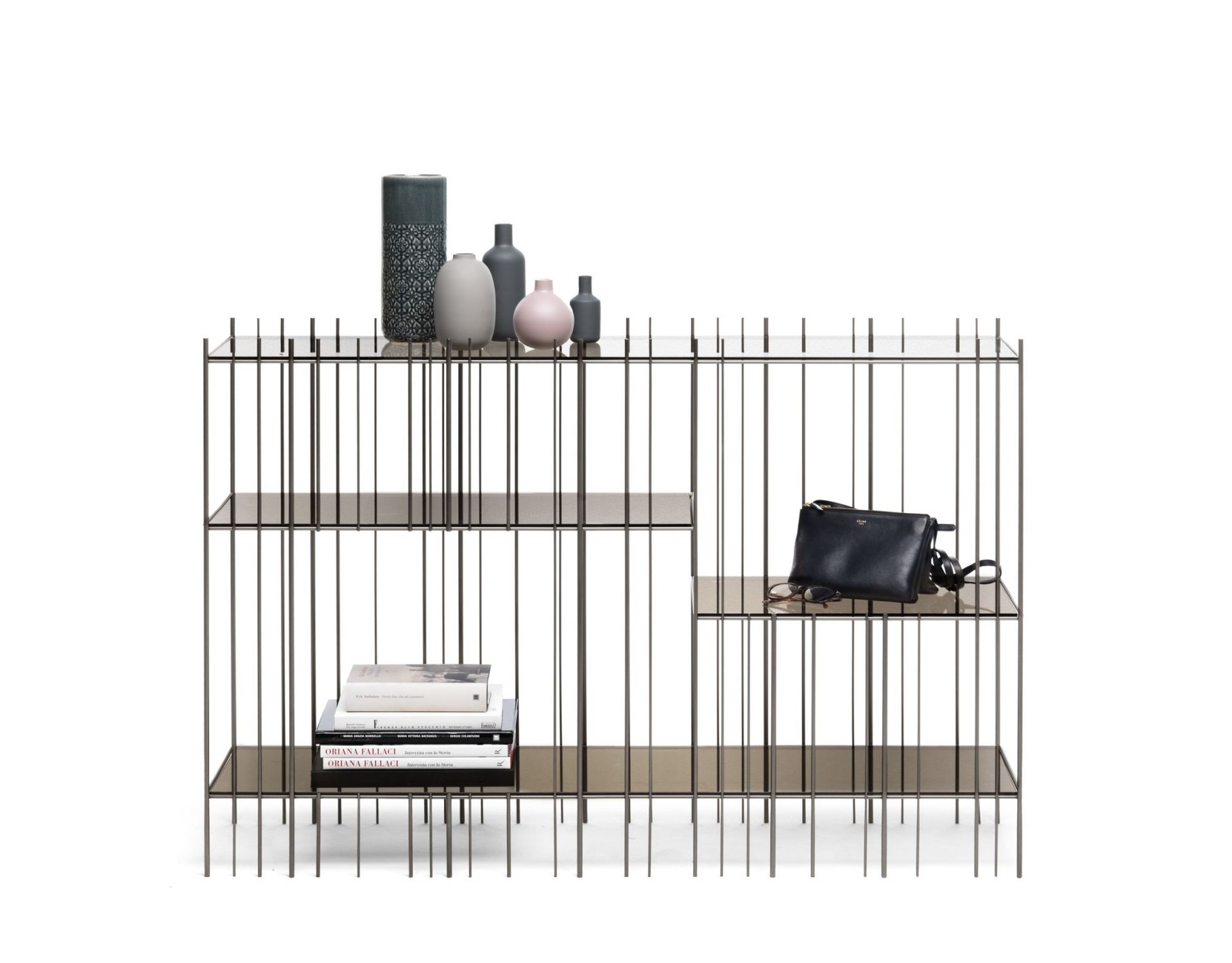 Metrica Console with 4 shelves in colour bronze Mogg
