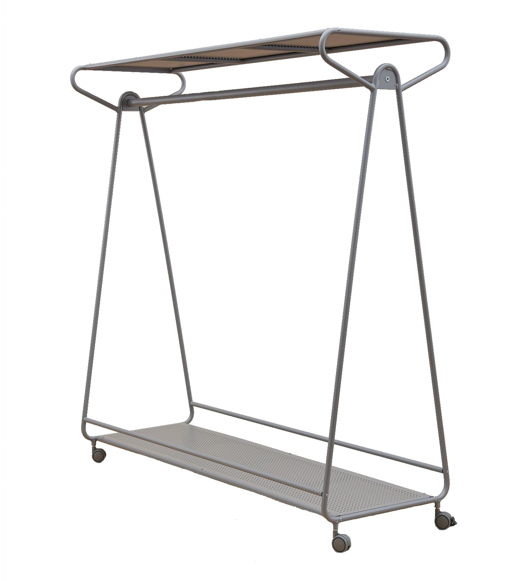 Ellipse Coat hanger on rollers with hat and bags shelf Segis