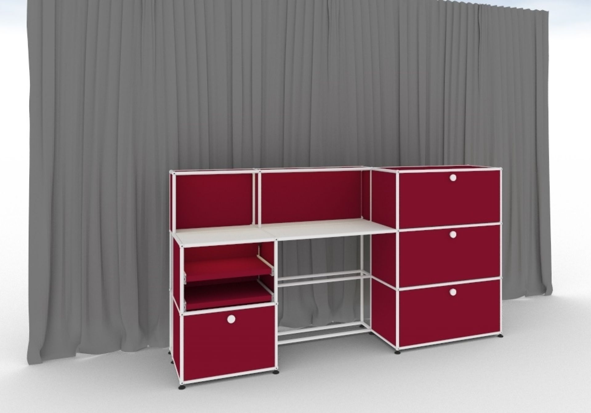 E worktable illuminated ruby red USM Haller