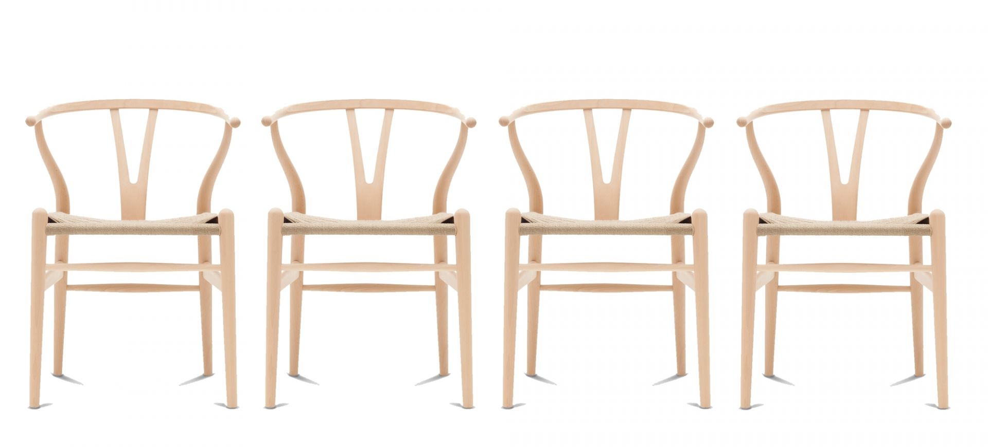 CH24 Wishbone Chair / Y-Chair Beech soaped 4-er Set Carl Hansen & Søn