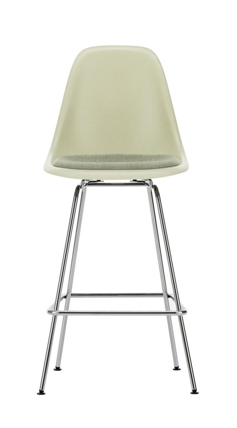 Eames Fibreglass Bar Stool Medium Bar stool with seat cushion Vitra